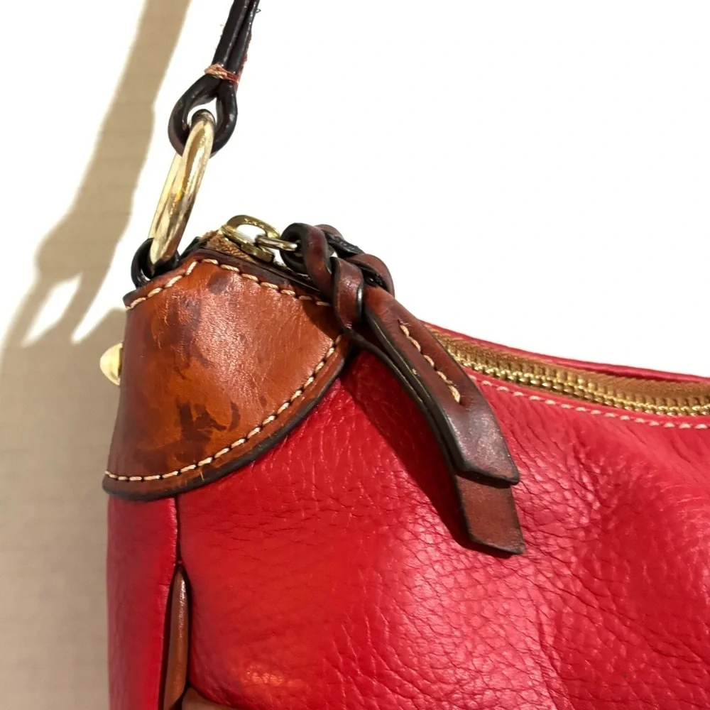 Dooney & Bourke Red and Brown Leather Hobo Bag